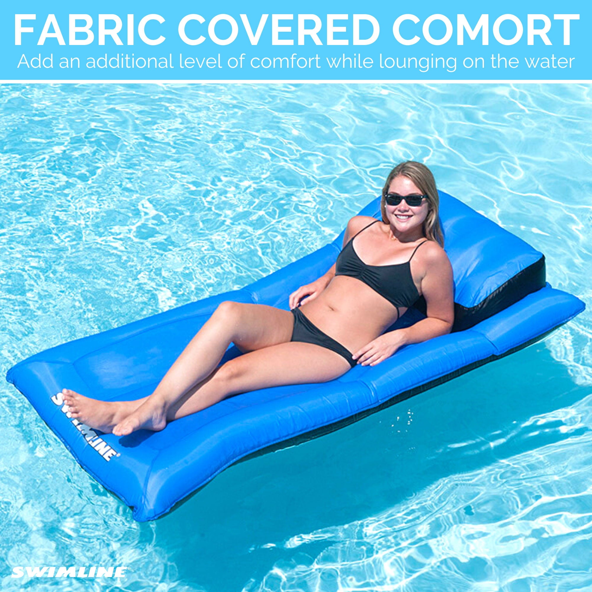 New Swimline 9057 Swimming Pool Inflatable Fabric Covered Air Mattress Oversized