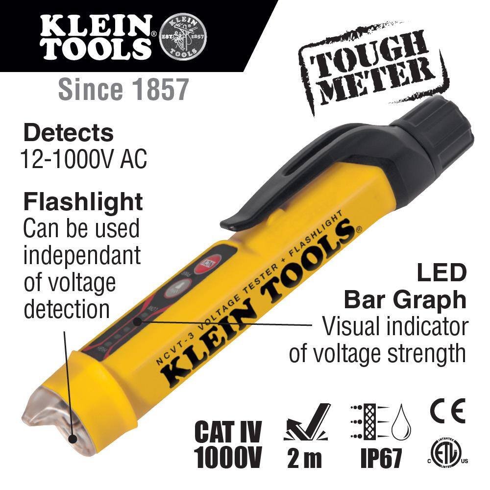 Klein Tools 3-Piece Voltage Tester Stubby Multi-bit Screwdriver and Level Tool Set M2O41132KIT