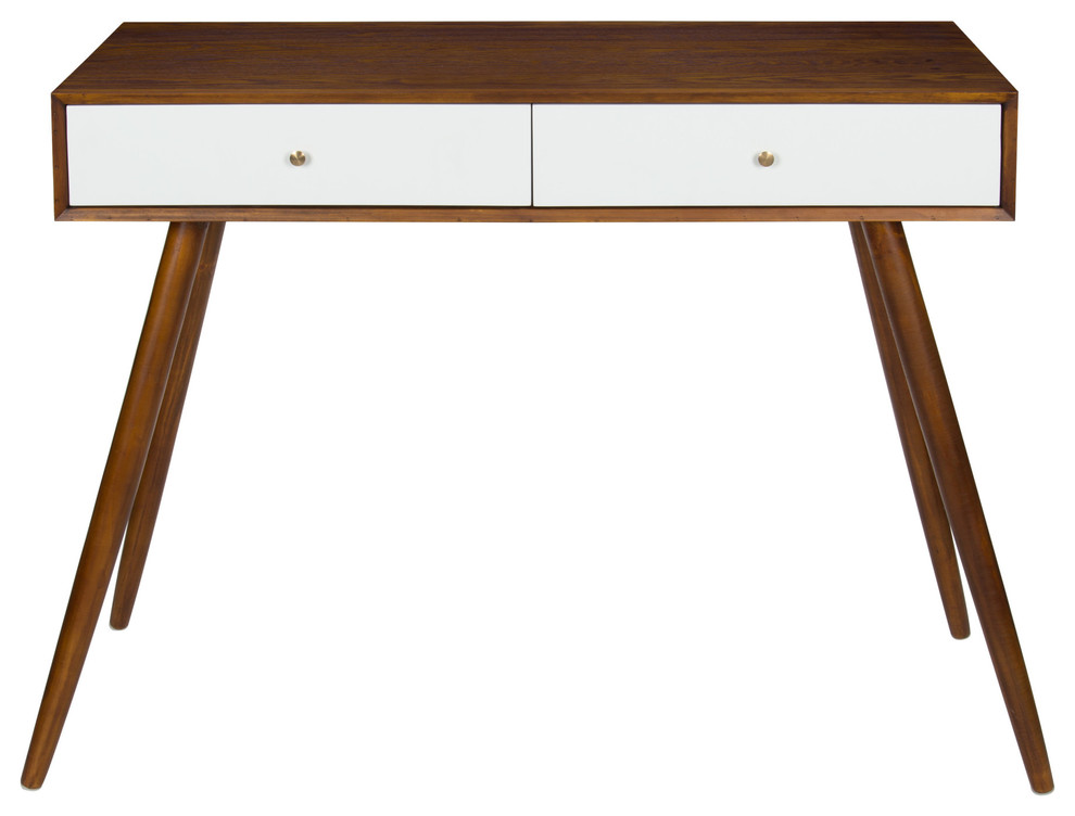 Finco Console Table  Walnut Brown/White 36x12x30   Midcentury   Console Tables   by Uniek Inc.  Houzz