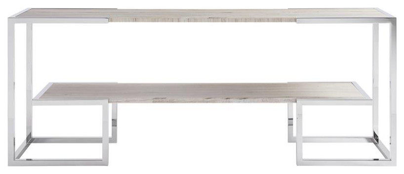 Universal Furniture Wood Console Table with Metal Base in Beige Finish   Contemporary   Console Tables   by Homesquare  Houzz