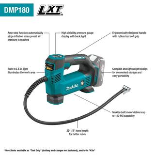 Makita 18V LXT Lithium-Ion Cordless Electric Portable Inflator Kit (1.5Ah) DMP180SYX