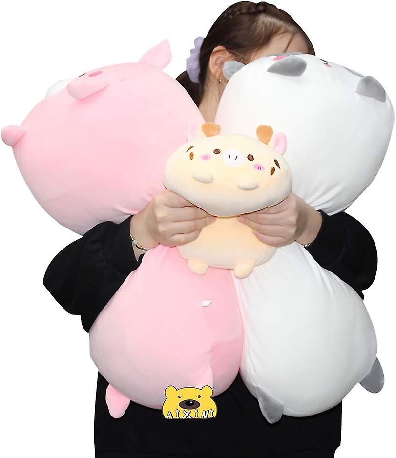 8 Inch Cute Pink Pig Plush Stuffed Animal Cylindrical Body Pillow，super Soft Cartoon Hugging Toy， Kids Sleeping Kawaii Pillow