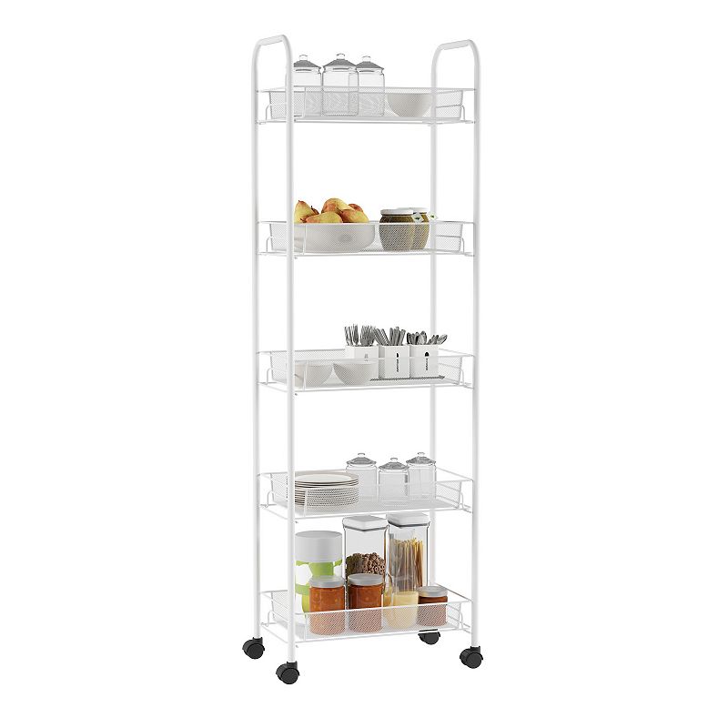 Hastings Home 5-Tiered Narrow Rolling Storage Shelves