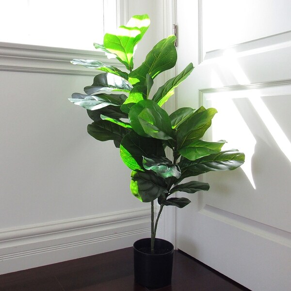 3ft Artificial Fiddle Leaf Fig Tree Plant in Black Pot