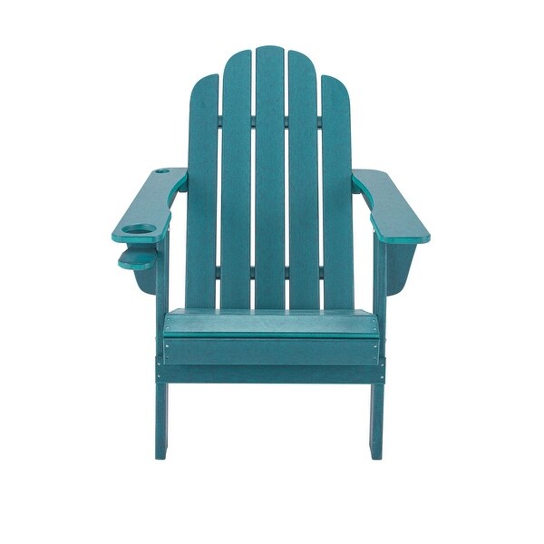 Casainc Traditional Curveback Plastic Patio Adirondack Chair with Cup Holder and umbrella holder Outdoor