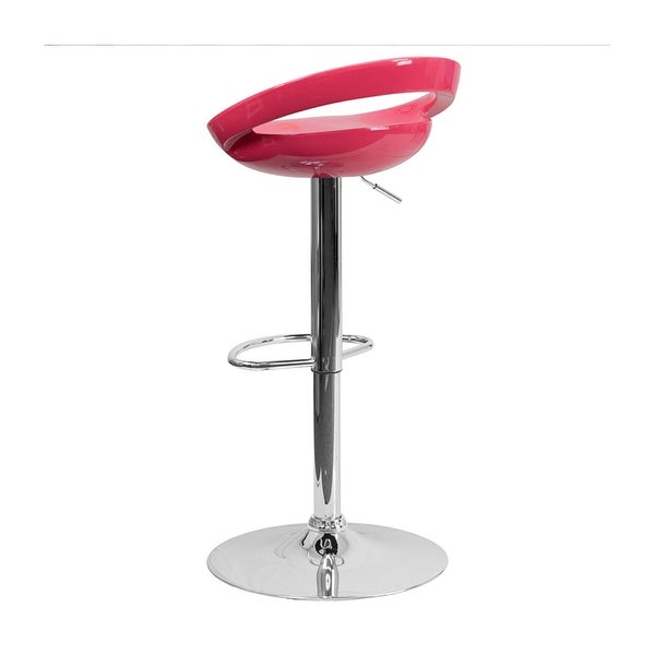 Offex Contemporary Pink Plastic Adjustable Height Bar Stool With Chrome Base - [OF-CH-TC3-1062-PK-GG]