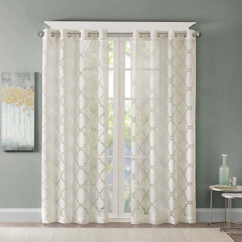 Madison Park 1-Panel Laya Fretwork Sheer Window Curtain