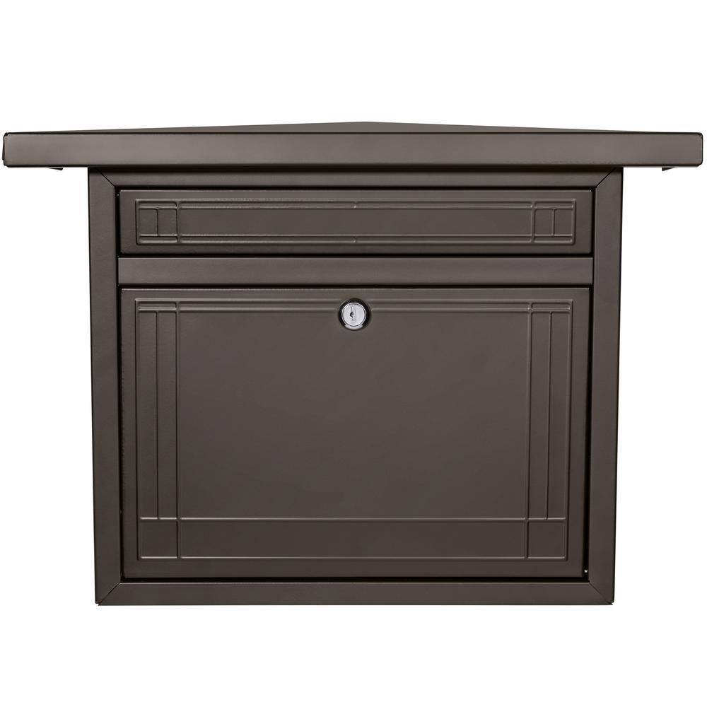 Architectural Mailboxes Frank Lloyd Wright Collection Stainless Steel Medium Locking Beachy Wall Mount Mailbox 2427RZ-10