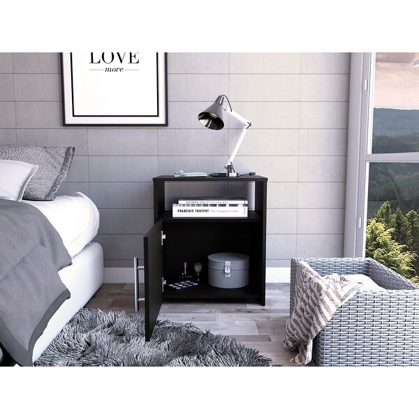 Modern Nightstand with 1 Open Shelf and 1 Door - - 37387782