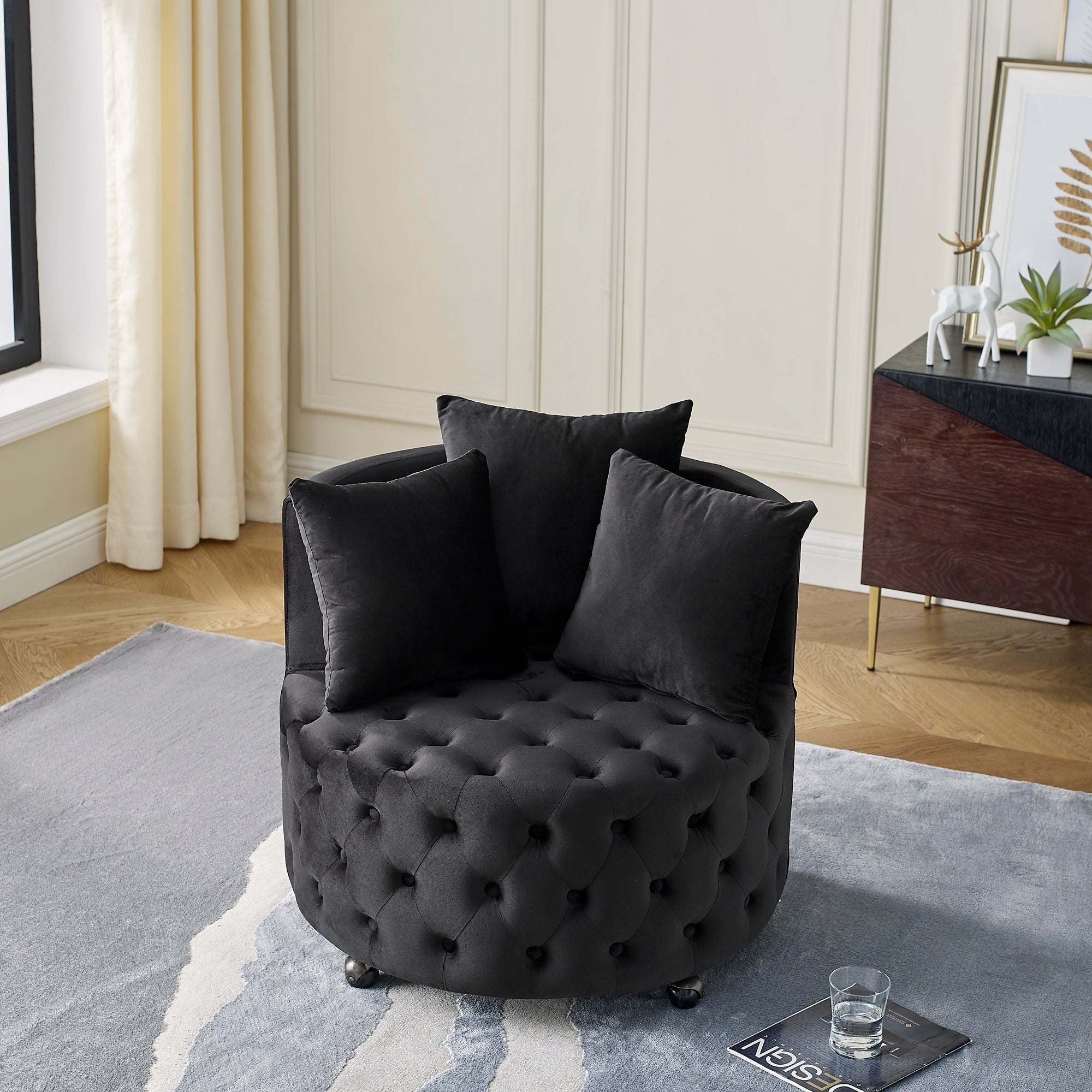 Modern Accent Sofa Chair， Modern Swivel Barrel Chair