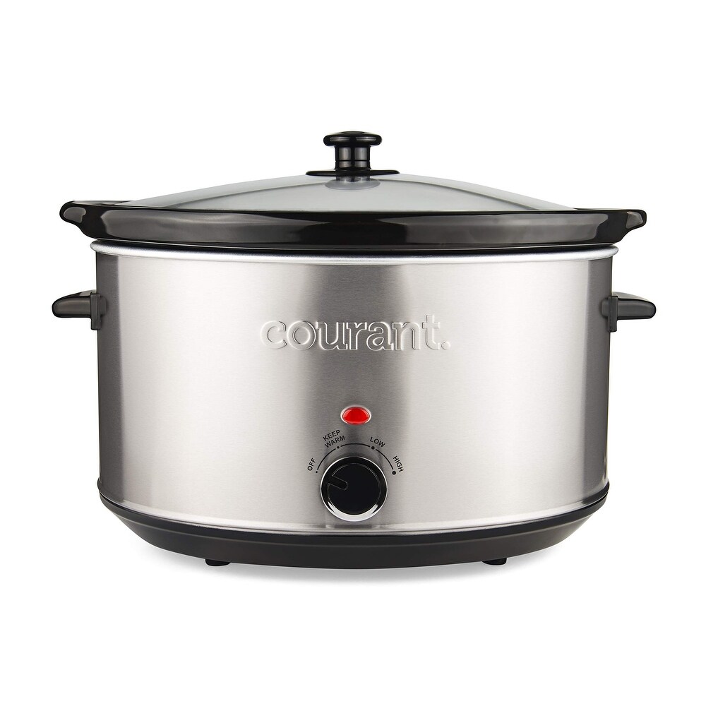 Oval Slow Cooker Crock  with Easy Options 8.5 Quart Dishwasher Safe Pot  Stainless Steel