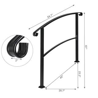 Karl home 37.2 in. H x 54.7 in. W Adjustable Black Wrought Iron Handrail 634697403358