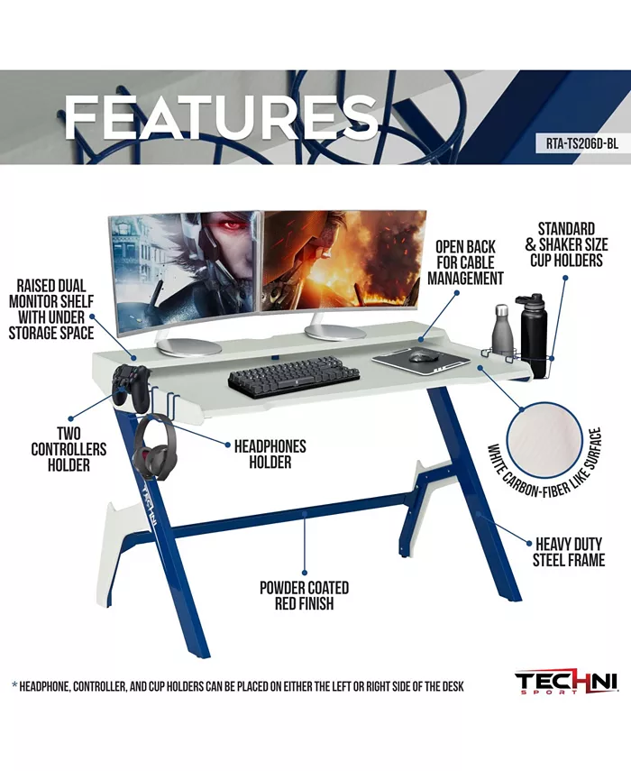 Techni Sport Ergonomic Computer Gaming Desk Workstation