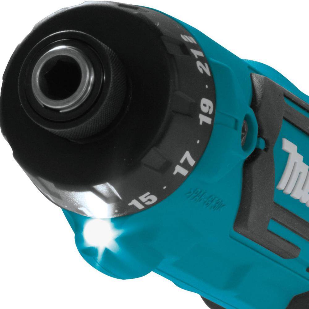 Makita 7.2V Lithium-Ion 14 in. Cordless Hex Driver-Drill Kit with Auto-Stop Clutch DF012DSE