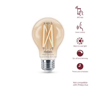 Philips 60-Watt Equivalent A19 Smart Wi-Fi LED Vintage Edison Tuneable White Light Bulb Powered by WiZ with Bluetooth (1-Pack) 567164