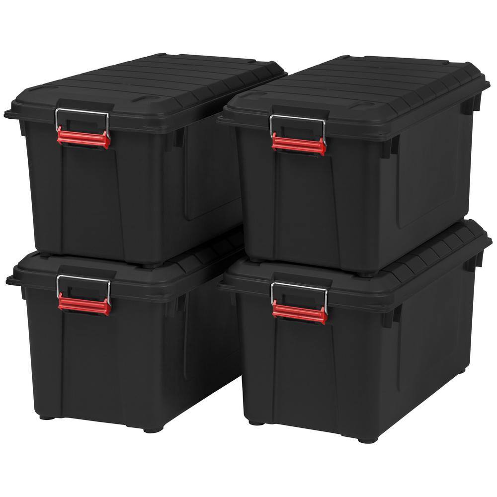 IRIS 82 Qt. WeatherPro Store-It-All Storage Bin in Black (4-Pack) 585750