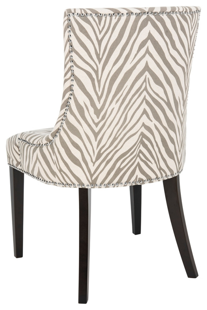 Carrie 19  x27 x27H Grey / White Zebra Dining Chair   Silver Nail Heads (Set of 2) Gre   Transitional   Dining Chairs   by Peachtree Fine Furniture  Houzz