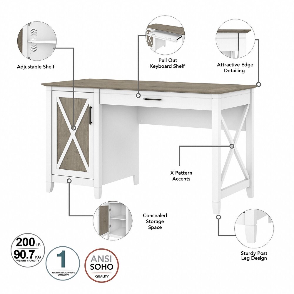 Key West 54W Computer Desk with Storage and Cabinet by Bush Furniture