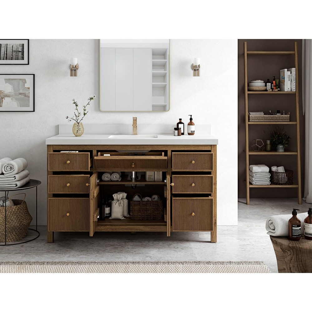 Willow Collections 60 in. W x 22 in. D Sonoma Teak Single Sink Bathroom Vanity with Countertop