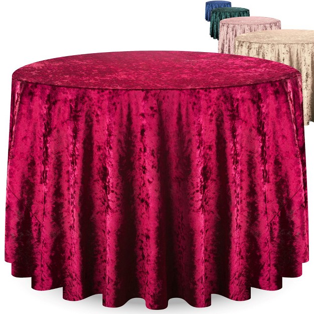 Rcz D cor Elegant Round Table Cloth Made With Fine Crushed velvet Material Beautiful Burgundy Tablecloth With Durable Seams