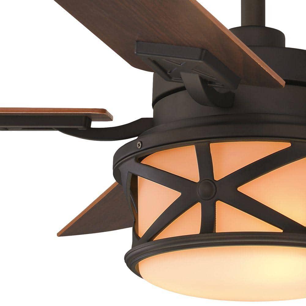 Home Decorators Collection Copley 52 in IndoorOutdoor LED Oil Rubbed Bronze Ceiling Fan with Light Kit Downrod Remote and Reversible Blades