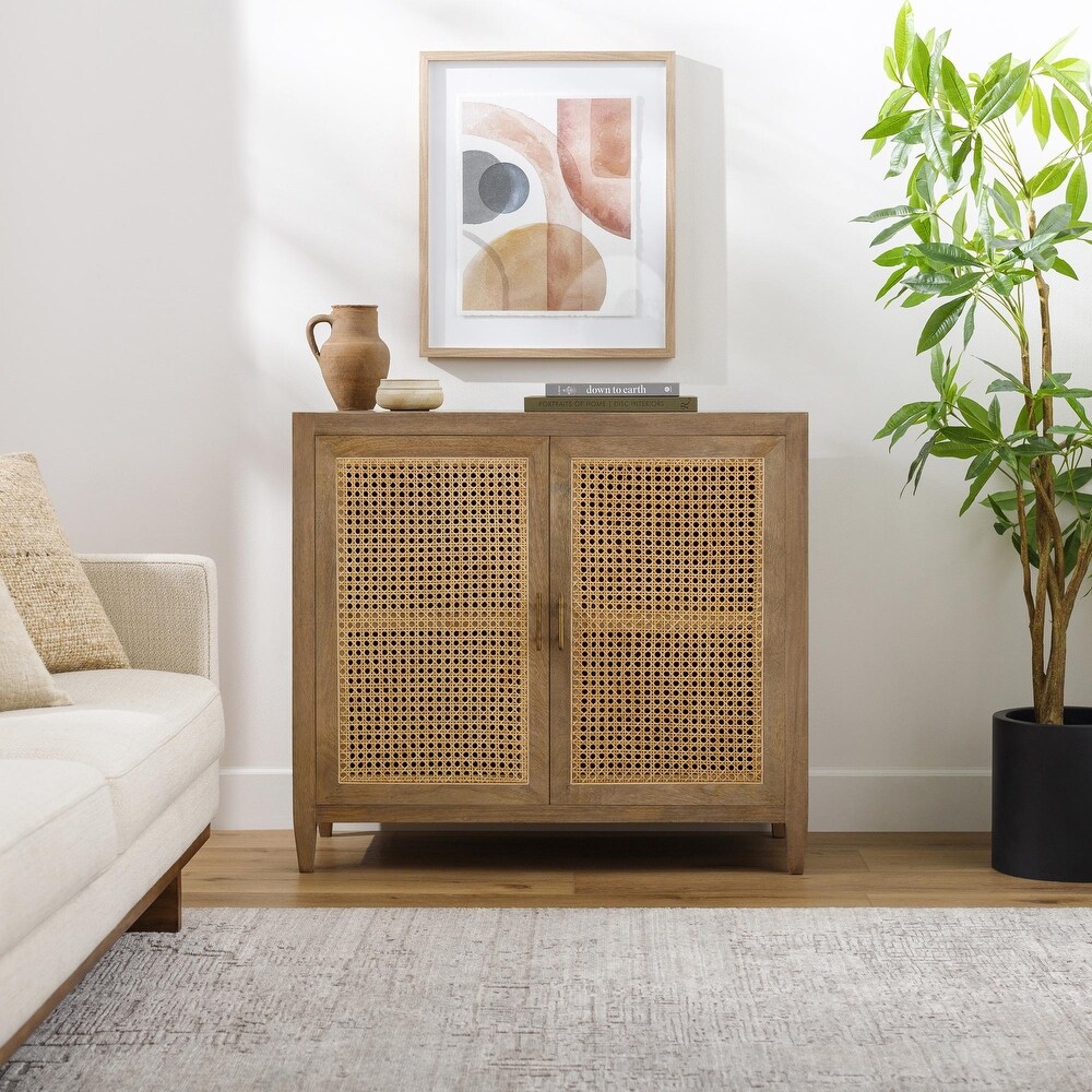 Mile Wood and Rattan Storage Cabinet