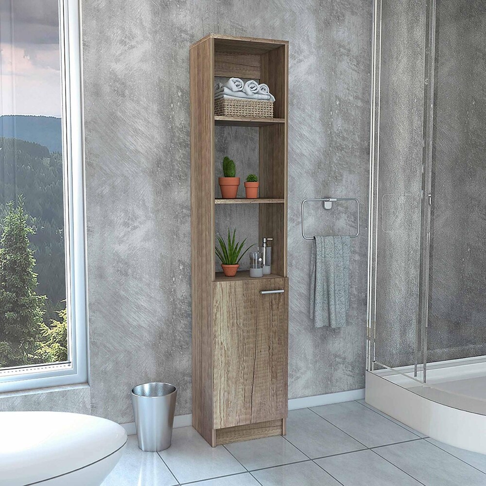 Bathroom Free Standing Linen Cabinet with 5 Shelves and 1 Door