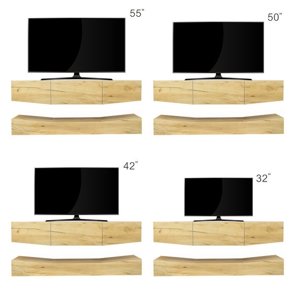 MDF UP and Down WALL-MOUNTED TV Cabinet With Three Drawers and LED Lights