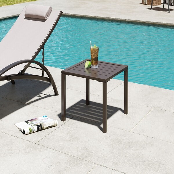 VredHom Outdoor Square Side Table Aluminum End Table