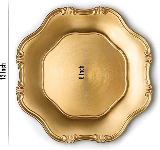 Chateau Fine Tableware Baroque Gold Charger Plates 13 Elegant Chargers Set Of 6 Hand Finished finish May Vary Baroque Gold Chargers