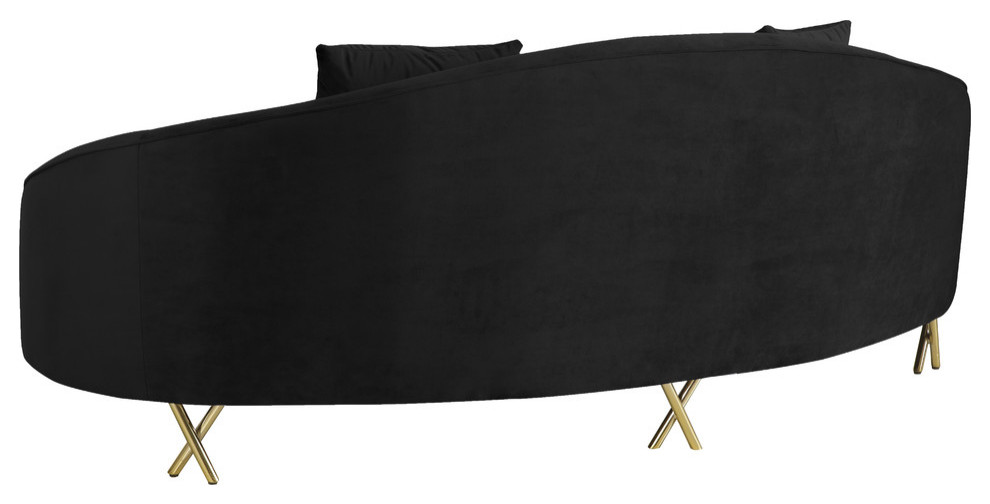 Serpentine Black Velvet Chair   Contemporary   Sofas   by Meridian Furniture  Houzz