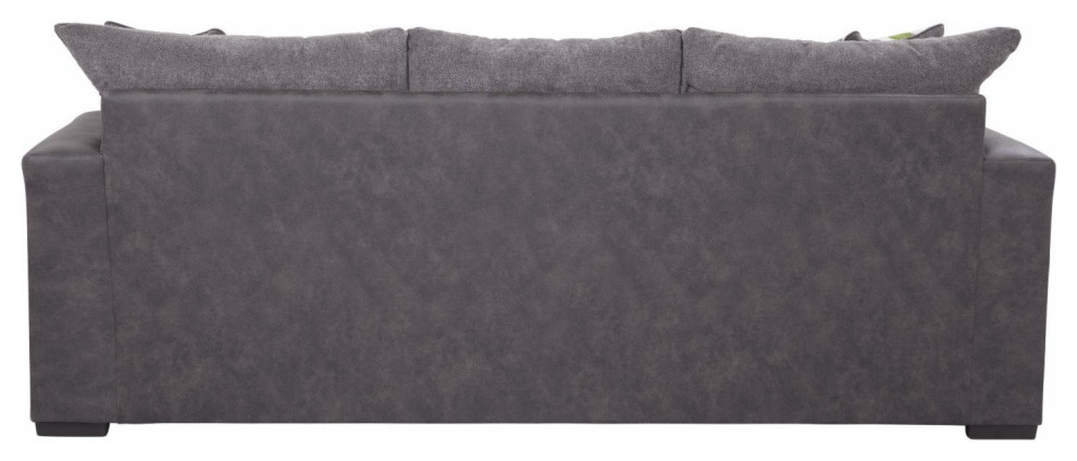 Elegant Sectional Sofa  Black Vegan Leather Upholstery  ampDark Gray Chenille Seat   Transitional   Sectional Sofas   by Decorn  Houzz