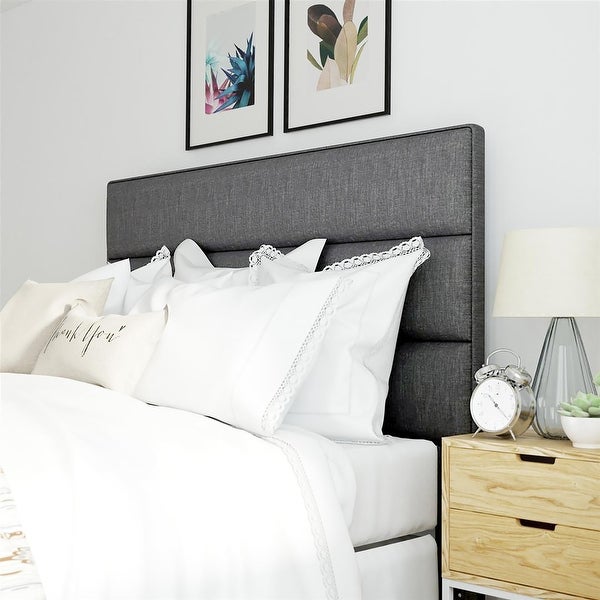 Serta Palisades Upholstered Headboard， King Size， Charcoal Gray - - 21827916