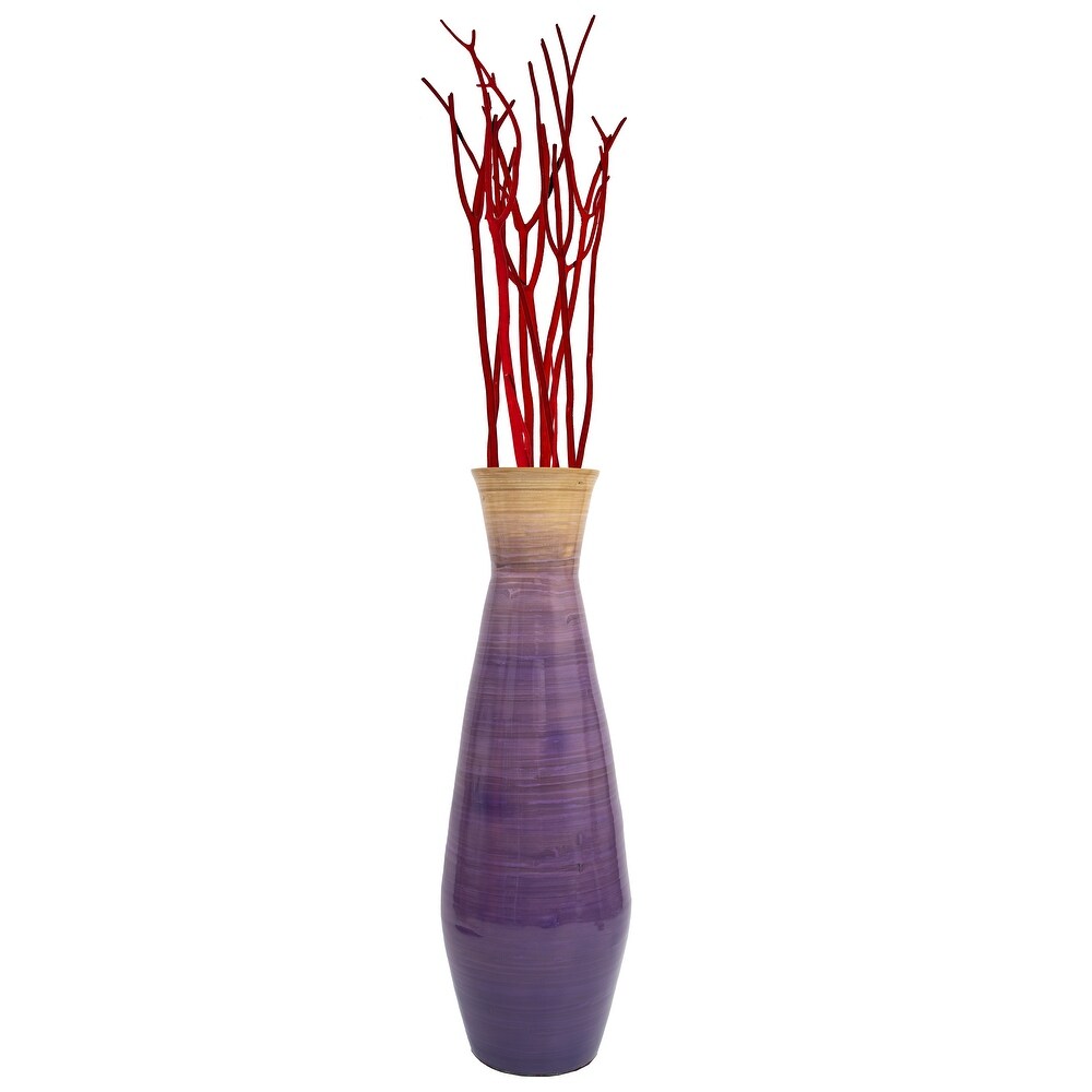 Uniquewise Classic Bamboo Floor Vase Handmade  For Dining  Living Room  Entryway  Fill Up With Dried Branches Or Flowers