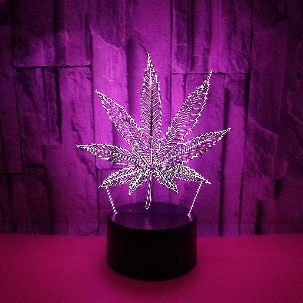 3d Leaf Led Night Light Touch Switch Usb Port 7 Light Colors Acrylic