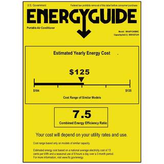 Whirlpool 13000 BTU (8000 BTU DOE) Portable HeatCool Air Conditioner with Remote Digital Display Timer Auto Restart in White WHAP13HBWC