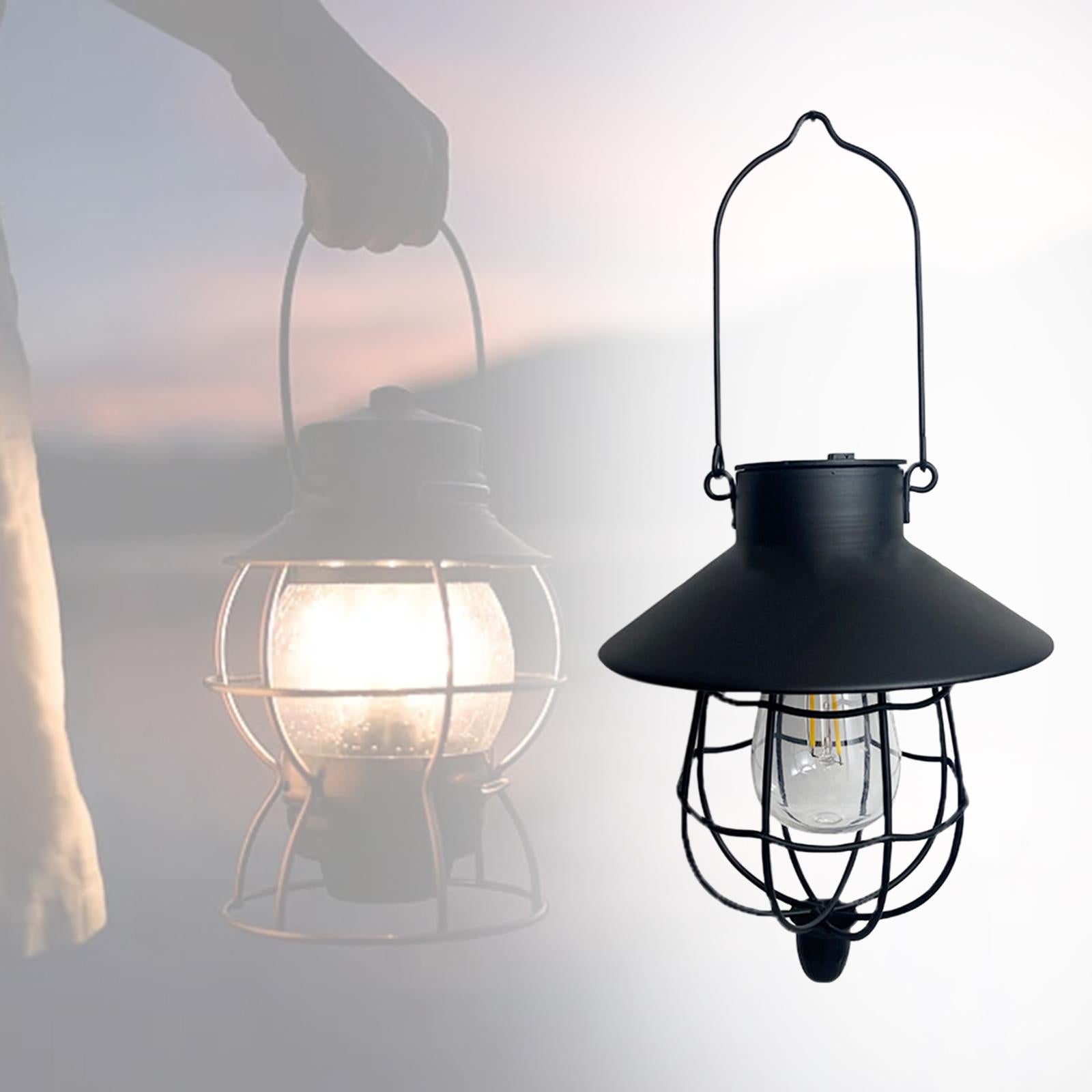 Industrial Style Outdoor Hanging Solar Light Lantern Lamp Iron Tungsten Lamp Decorative for Patio Backyard Yard Porch Decoration