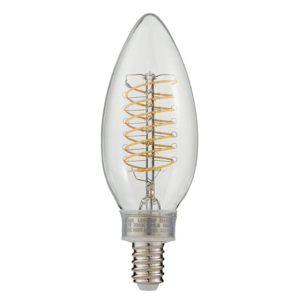 EcoSmart 60-Watt Equivalent B11 Dimmable E12 Candelabra Fine Bendy Filament LED Vintage Edison Light Bulb Bright White (3-Pack) B11C7DE12830S