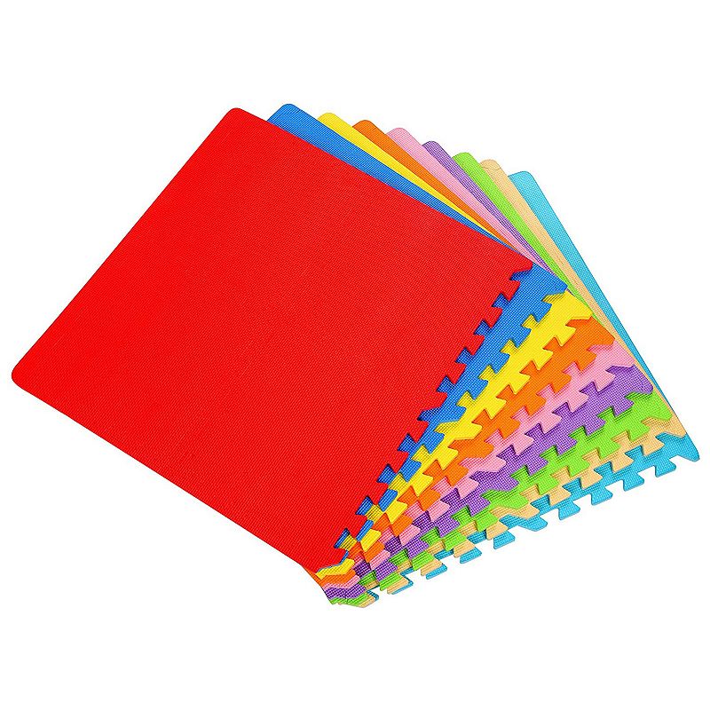 BalanceFrom 9 Color Extra Thick Interlocking Puzzle Foam Exercise Play Mats， 36