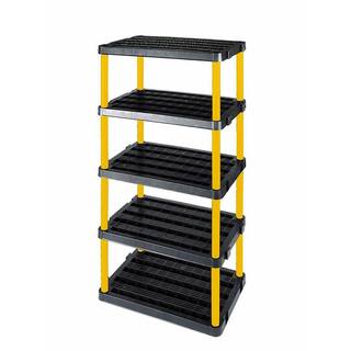 GRACIOUS LIVING Black 6-Tier Plastic Garage Storage Shelving Unit (24 in. W x 36 in. H x 12 in. D) 91090-1C-16