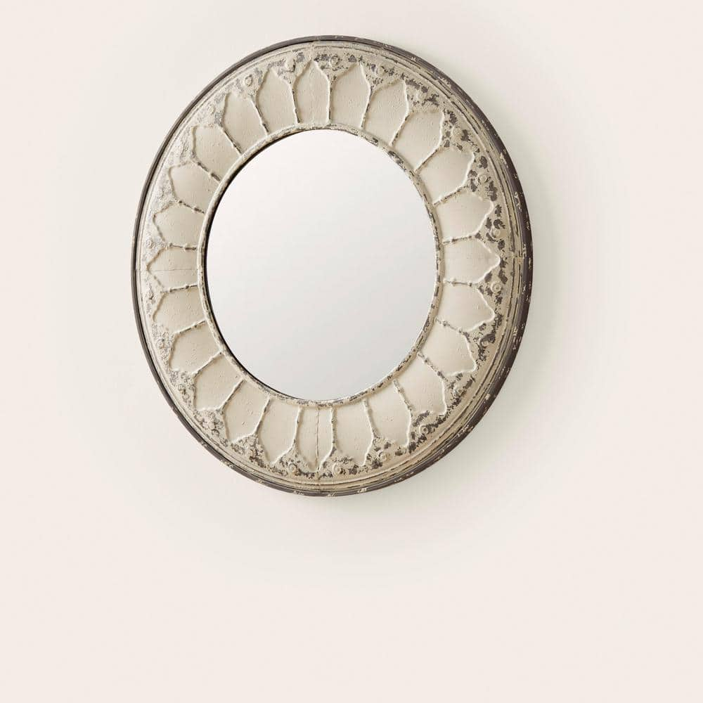 Home Decorators Collection Medium Round Ivory Antiqued Classic Accent Mirror (32 in. Diameter) P180278/1XXA