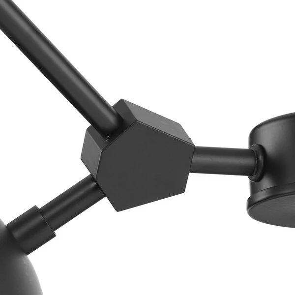 Haas Collection Four-Light Matte Black Mid-Century Modern Chandelier - 26.25 in x 16.5 in x 12 in Shopping - The Best Deals on Chandeliers