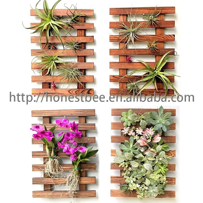 Wood Trellises Christmas Decorations Supplies  Wall Planter for Indoor Plants Air Plant Succulent Holder Large Wall Decor for Ou