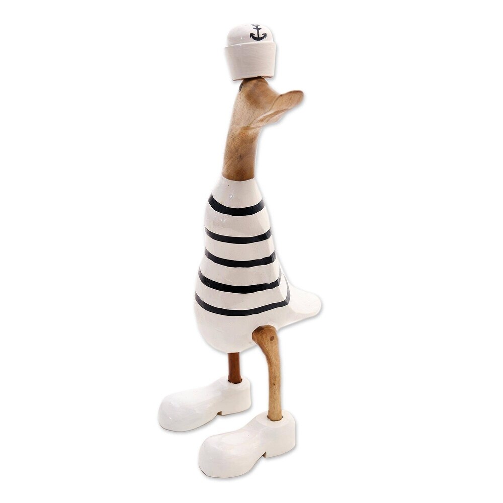 Novica Handmade Sailor Duck Wood And Bamboo Root Sculpture   15.75\