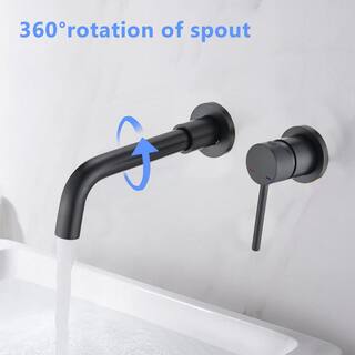 Magic Home Single Handle Wall Mounted Bathroom Faucet with Drain in Matte Black MS-B1904-MB-Dra