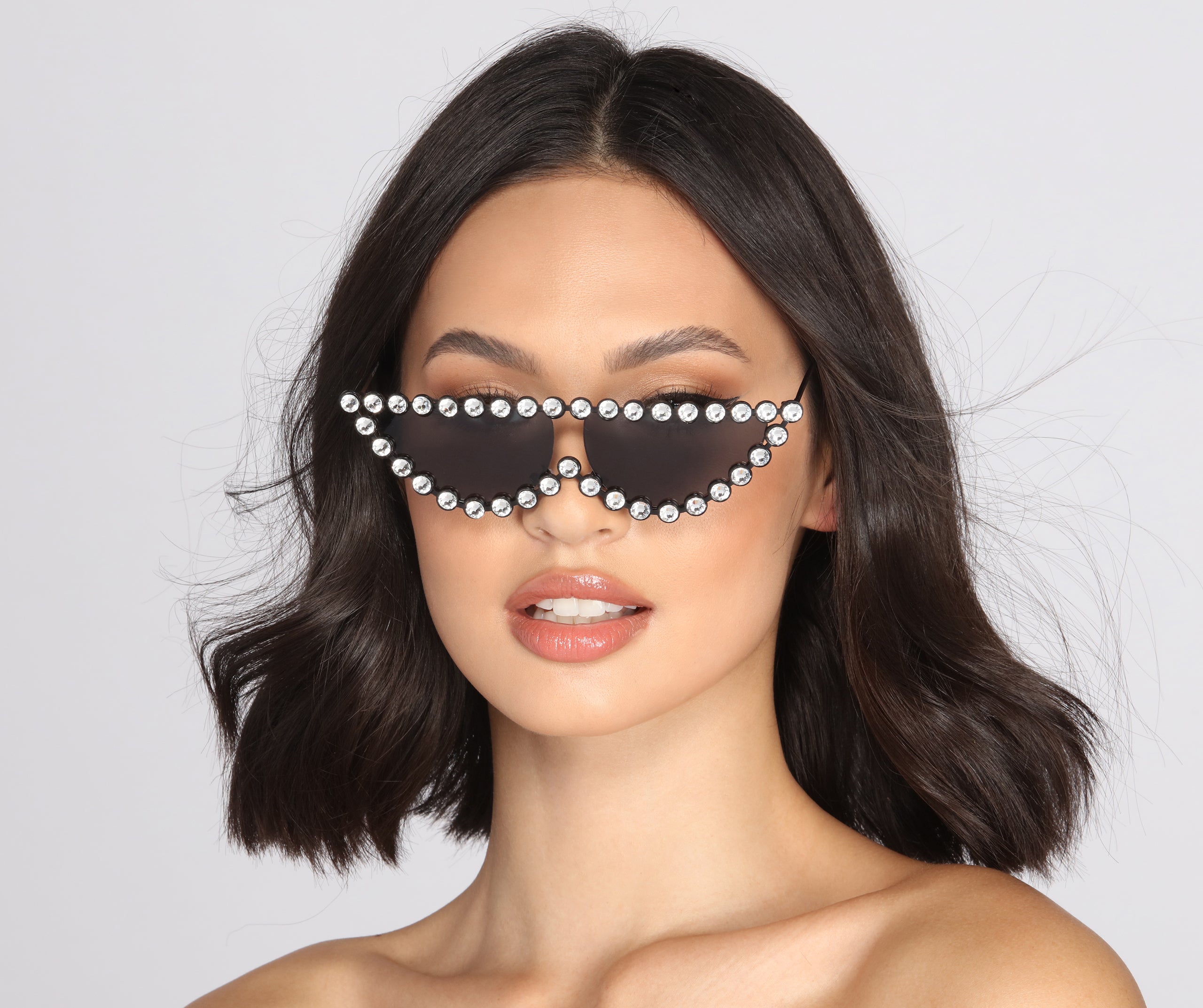 Hustlin' Rhinestone Frame Sunglasses