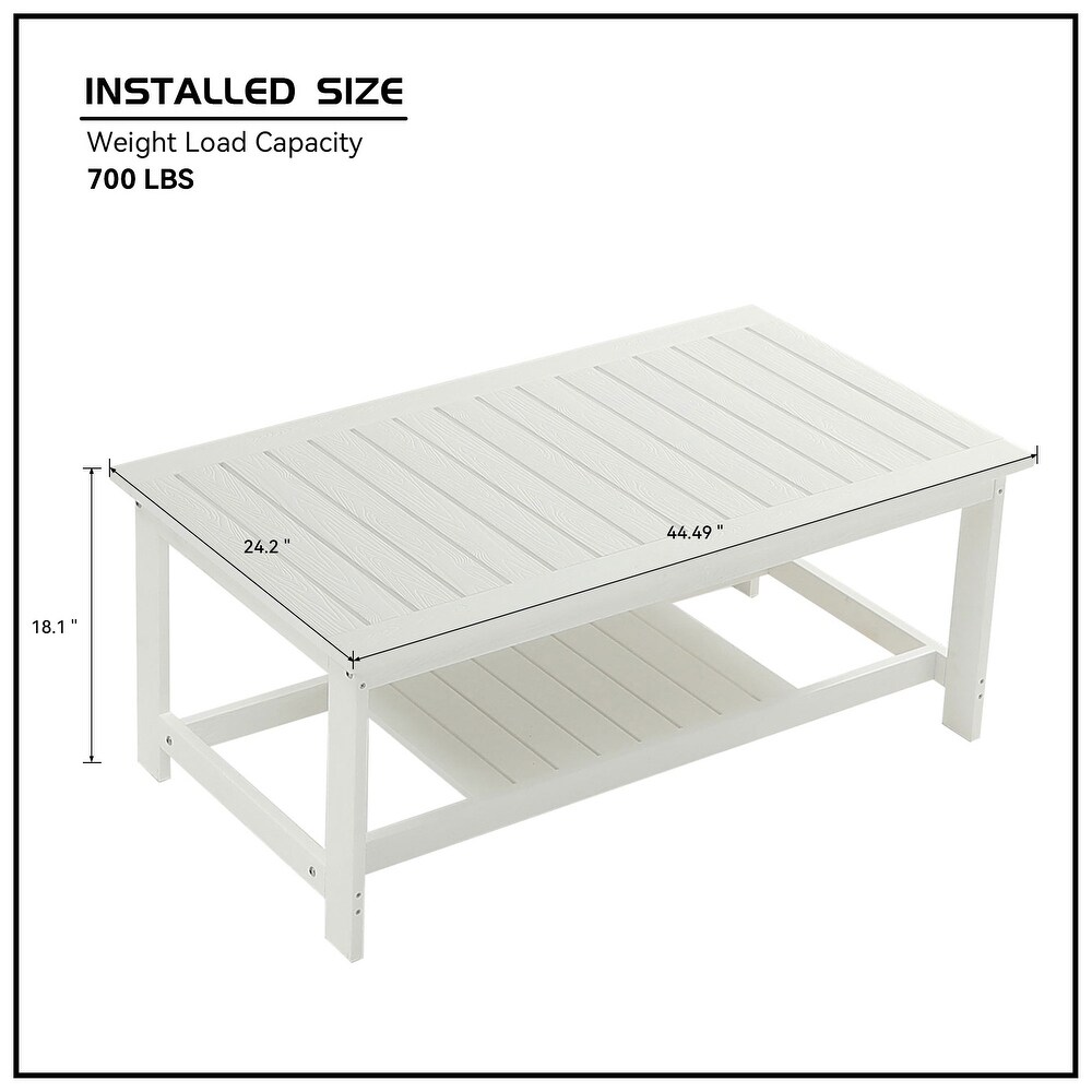 Weather Coffee Table Versatile Outdoor Camping Dining Table with Shelving Layer for Outdoor / Indoor Use (No Stool)