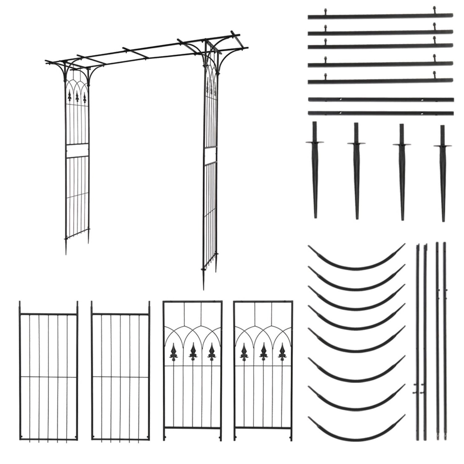 Cmgb Flat Topped Iron Arches Plant Climbing Frame Black