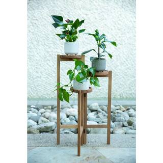 Flora Bunda 30 in. H Brown Wood 3-tired Plant Stand FR312E-DRK