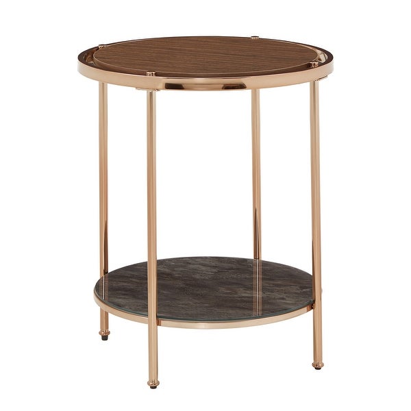 Celsus Champagne Gold End Table with Storage by iNSPIRE Q Bold